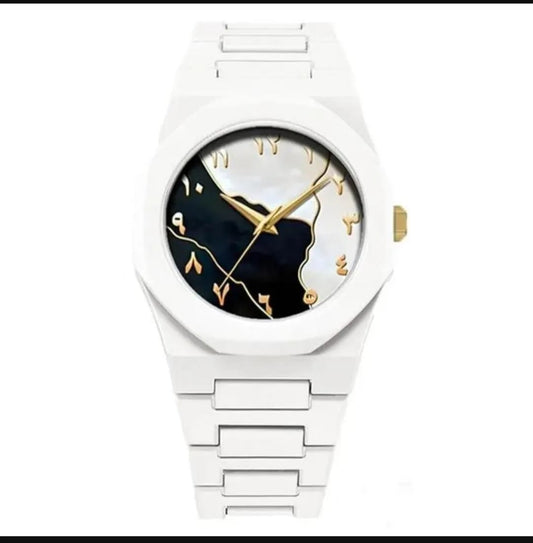 Aura White Wrist Watch – Modern & Elegant